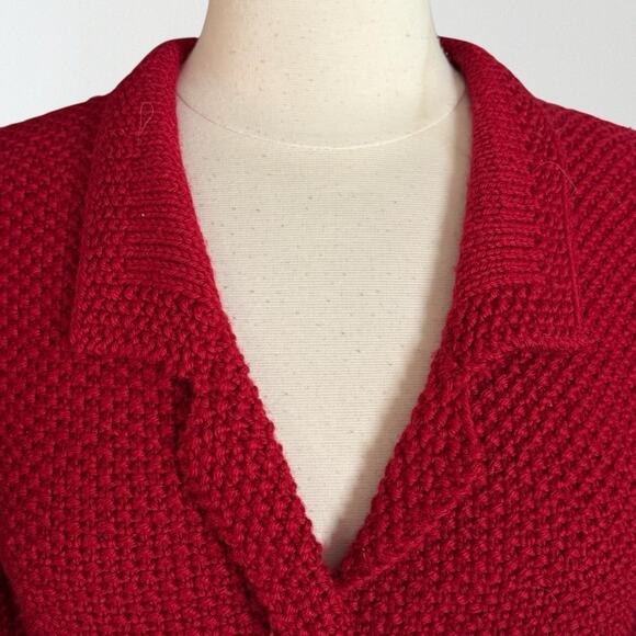 Linda Allard for Ellen Tracy Cardigan Sweater Sz S Cable Knit Collar Hand Knit - Picture 3 of 8